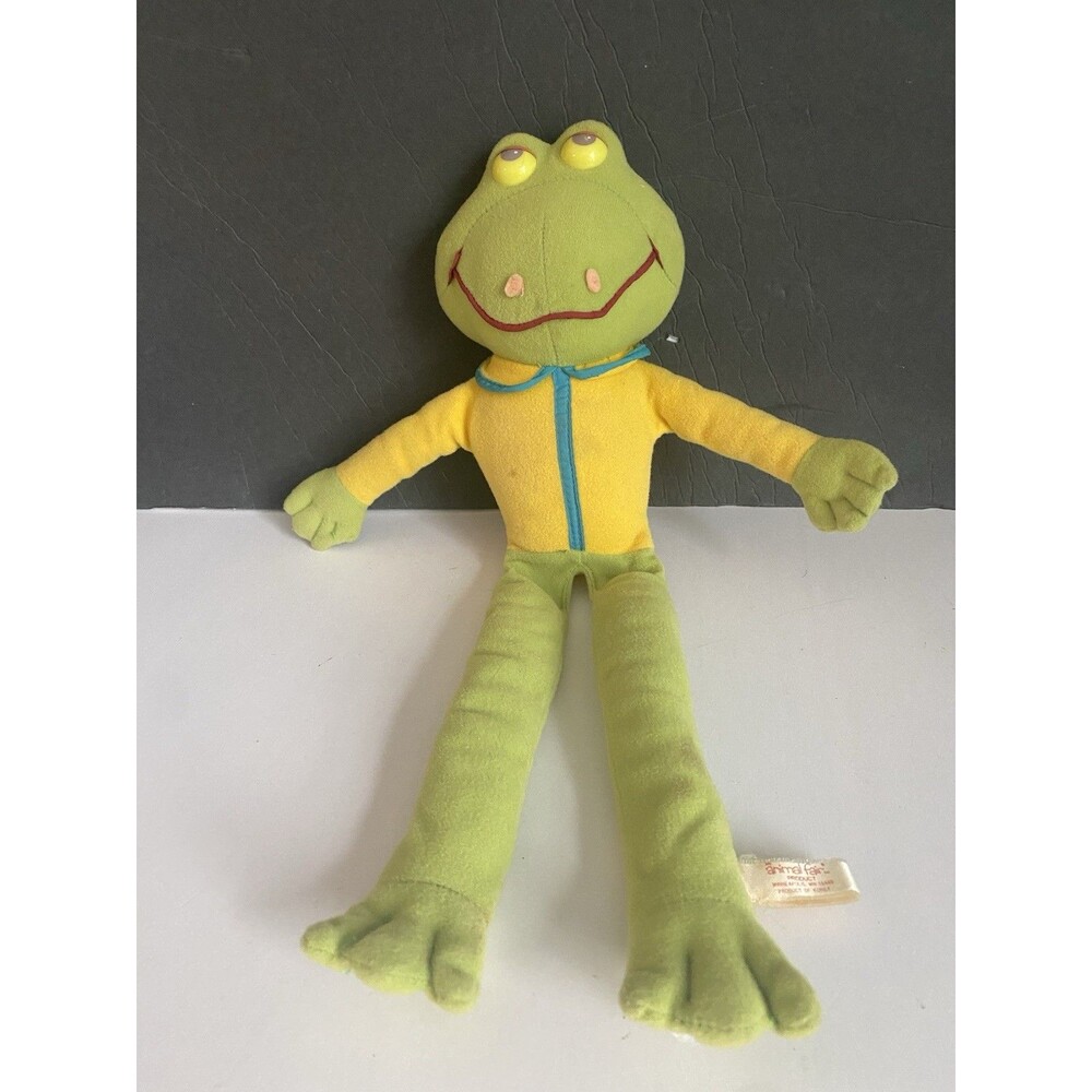 Vintage Animal Fair Toad Frog Plush Toy HTF 17” Hard Plastic Eyes Stuffed Animal